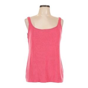 Eileen Fisher Knit Tank XL Pink Hemp Scoop Neck Classic Stretch Fit Colorful